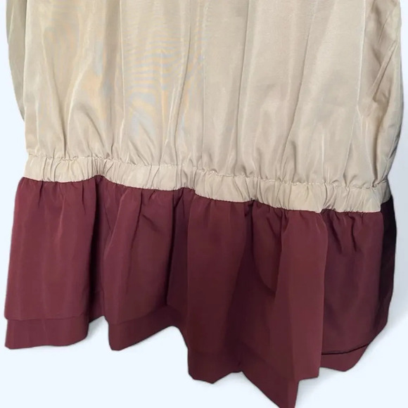 Hayden Los Angeles Color Block Peplum Windbreaker Jacket Small Navy Tan Maroon - Picture 4 of 8